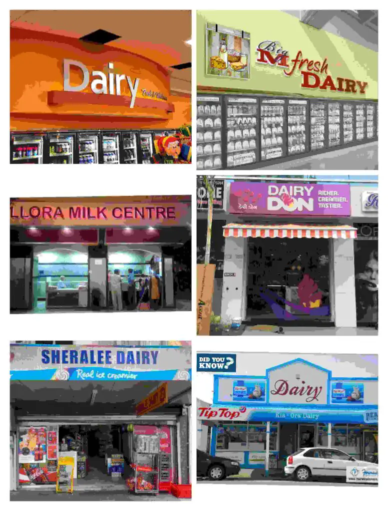 Dairy shop name board 